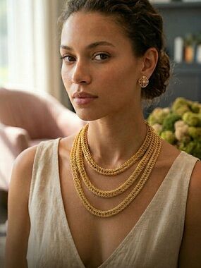 Vintage-Antique Guatemalan Wedding Rope Necklace and Avon Filigree Earrings